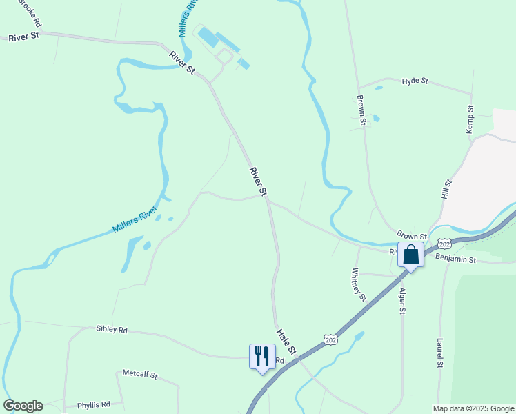map of restaurants, bars, coffee shops, grocery stores, and more near 1 Hale Street in Winchendon