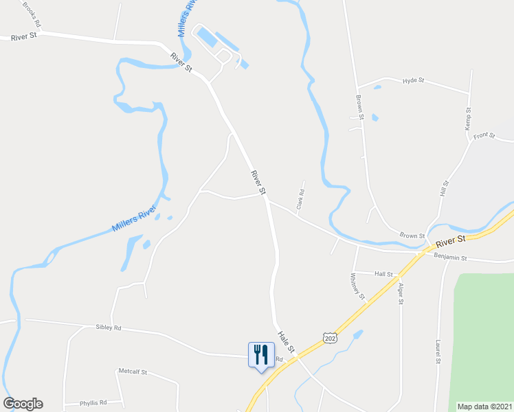 map of restaurants, bars, coffee shops, grocery stores, and more near 1 Hale Street in Winchendon