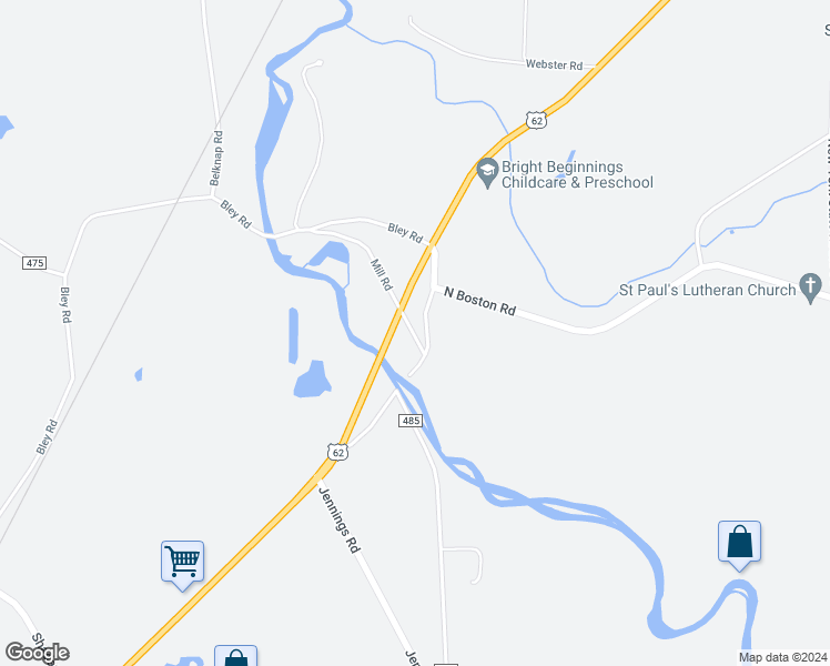 map of restaurants, bars, coffee shops, grocery stores, and more near 3226 Mill Road in Eden