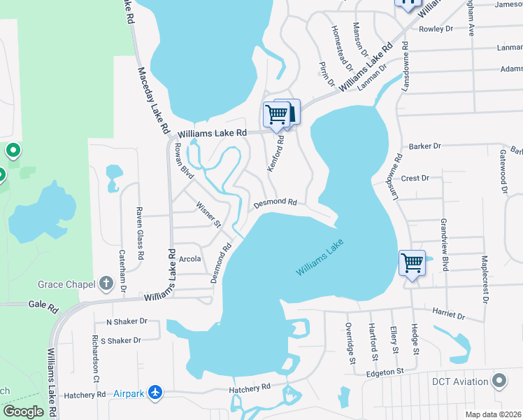 map of restaurants, bars, coffee shops, grocery stores, and more near 7019 Desmond Road in Oakland County