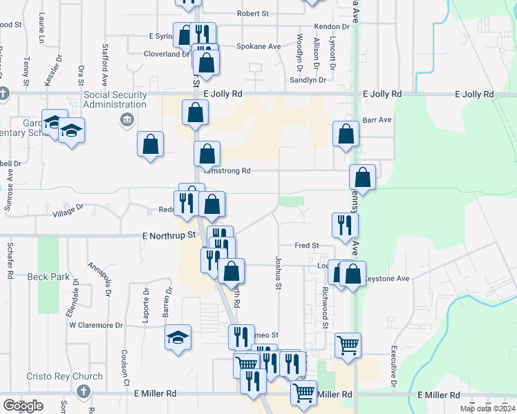 map of restaurants, bars, coffee shops, grocery stores, and more near 5510 Kaynorth Road in Lansing