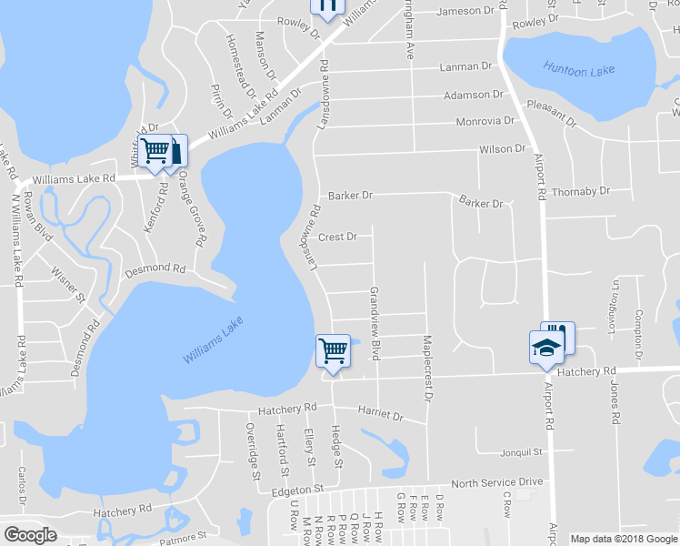 map of restaurants, bars, coffee shops, grocery stores, and more near 6481 Prairie Lawn Drive in Waterford Township