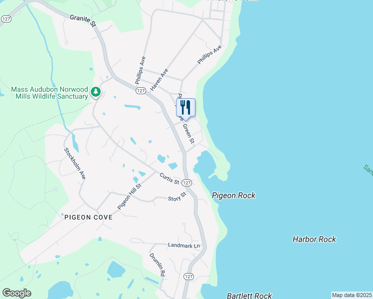 map of restaurants, bars, coffee shops, grocery stores, and more near 2 Breakwater Avenue in Rockport