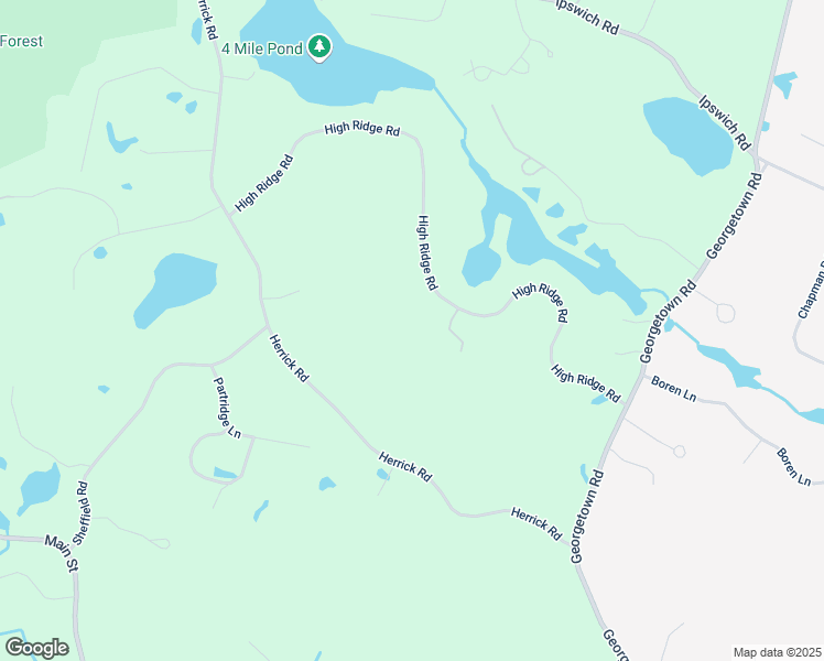 map of restaurants, bars, coffee shops, grocery stores, and more near 77 High Ridge Road in Boxford