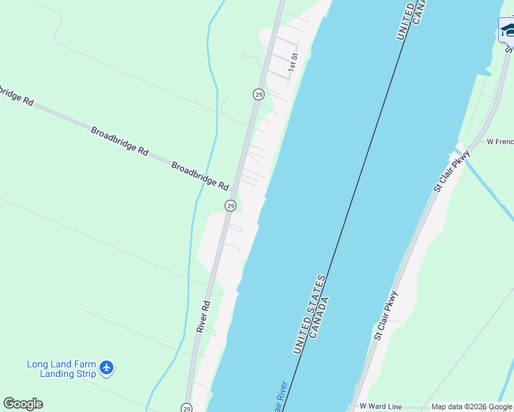 map of restaurants, bars, coffee shops, grocery stores, and more near 7505 River Road in Marine City