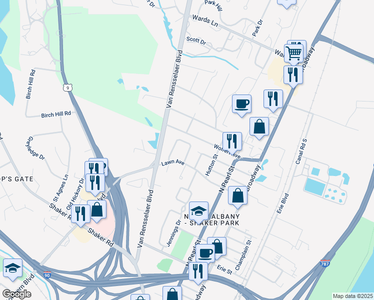 map of restaurants, bars, coffee shops, grocery stores, and more near 4 Limerick Drive in Albany