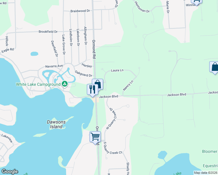 map of restaurants, bars, coffee shops, grocery stores, and more near 4230 Laura Lane in Oakland County