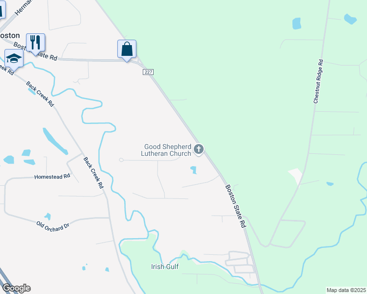 map of restaurants, bars, coffee shops, grocery stores, and more near 6128 Thornwood Drive in Hamburg