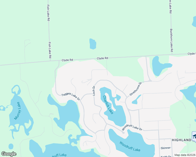 map of restaurants, bars, coffee shops, grocery stores, and more near 4051 Loch Drive in Highland Charter Township
