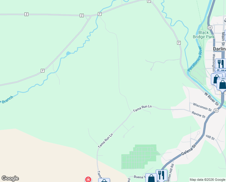 map of restaurants, bars, coffee shops, grocery stores, and more near 12741 Redbird Ridge Lane in Darlington