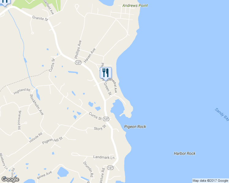 map of restaurants, bars, coffee shops, grocery stores, and more near 10 Breakwater Avenue in Rockport