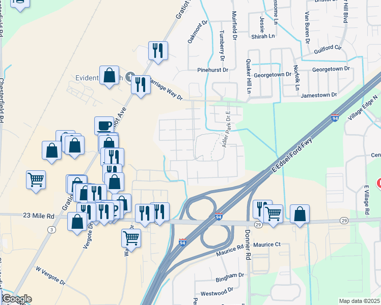 map of restaurants, bars, coffee shops, grocery stores, and more near Hale Ln in Macomb
