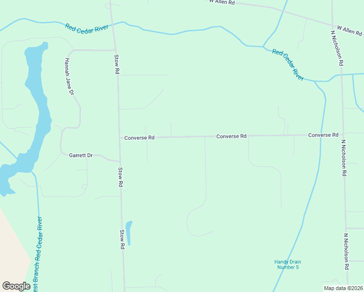 map of restaurants, bars, coffee shops, grocery stores, and more near 10725 Converse Road in Fowlerville