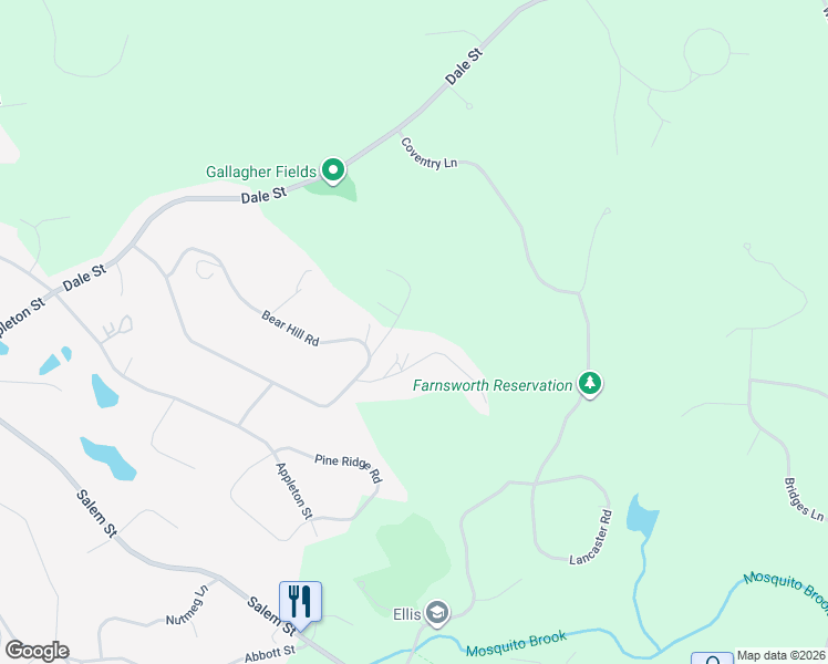 map of restaurants, bars, coffee shops, grocery stores, and more near 64 Blue Ridge Road in North Andover