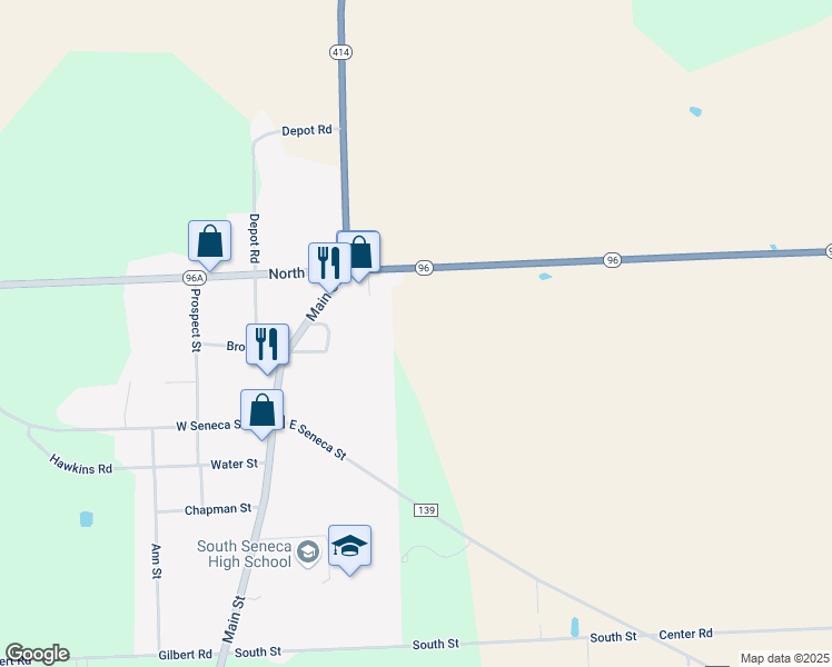 map of restaurants, bars, coffee shops, grocery stores, and more near 2238 New York 96 in Ovid