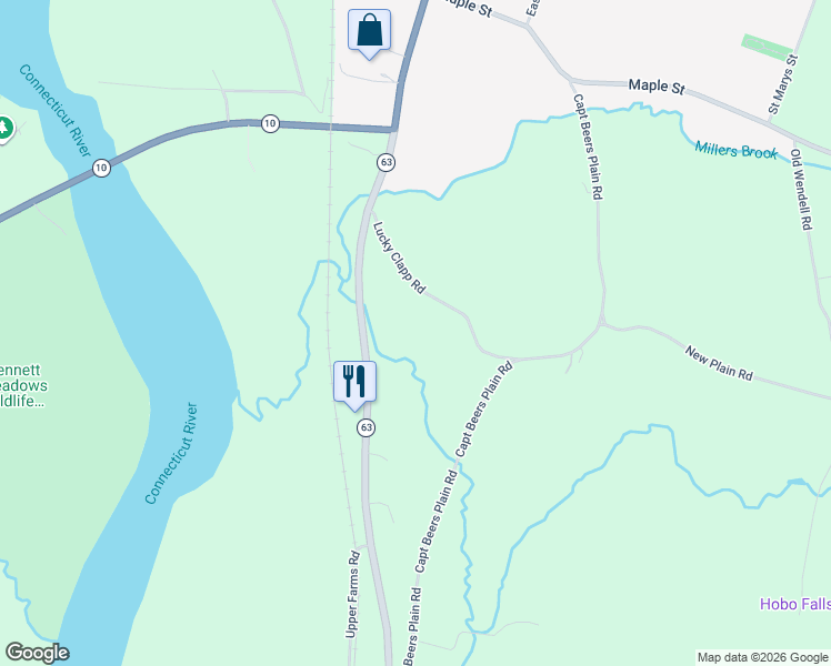map of restaurants, bars, coffee shops, grocery stores, and more near 47 Lucky Clapp Road in Northfield