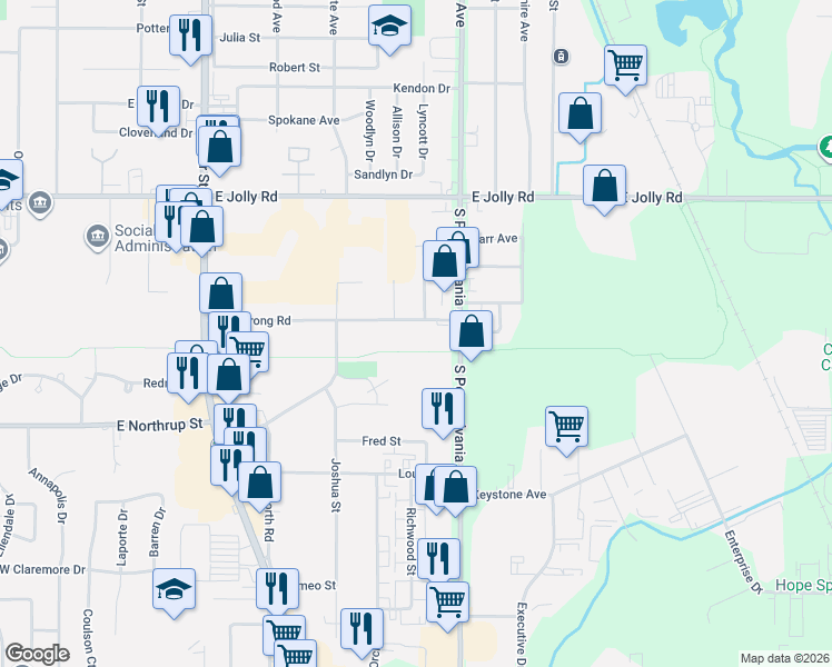 map of restaurants, bars, coffee shops, grocery stores, and more near 824 Armstrong Road in Lansing