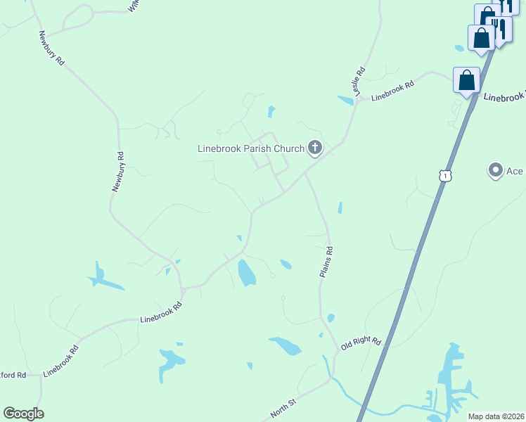 map of restaurants, bars, coffee shops, grocery stores, and more near 380 Linebrook Road in Ipswich