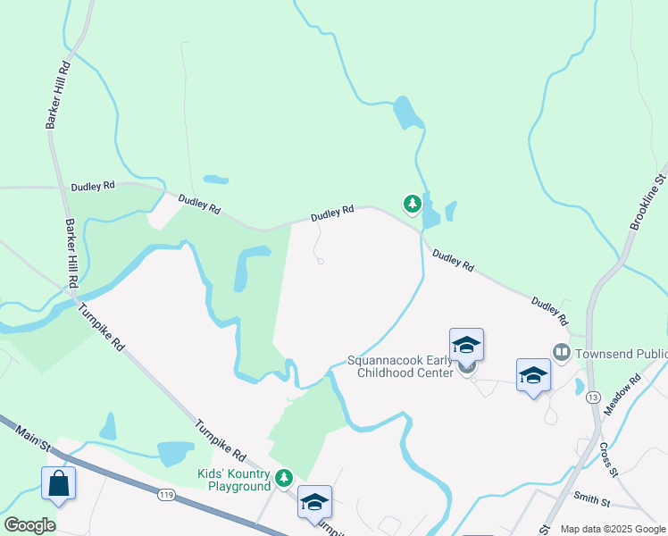map of restaurants, bars, coffee shops, grocery stores, and more near 8 Peter J Drive in Townsend