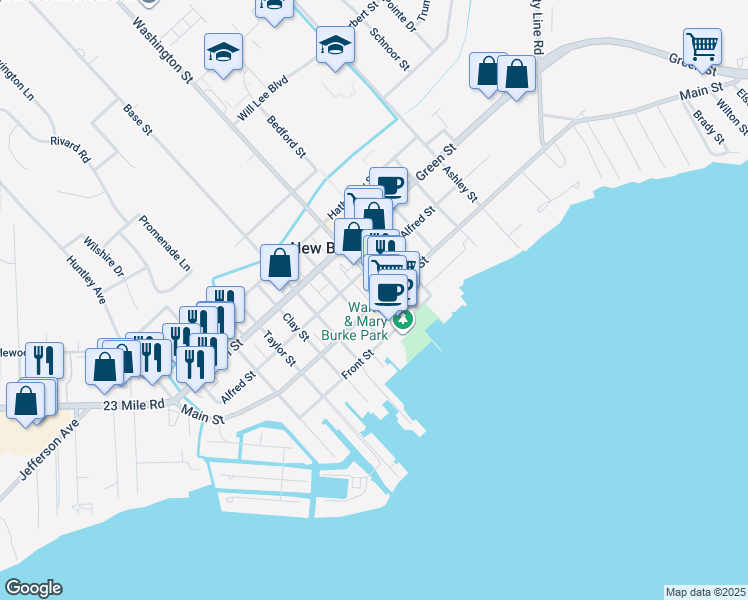map of restaurants, bars, coffee shops, grocery stores, and more near 36355 Main Street in New Baltimore