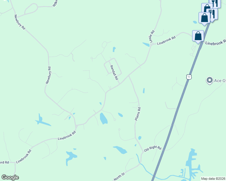 map of restaurants, bars, coffee shops, grocery stores, and more near 378 Linebrook Road in Ipswich