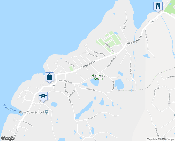 map of restaurants, bars, coffee shops, grocery stores, and more near 5 Bayfield Road in Gloucester