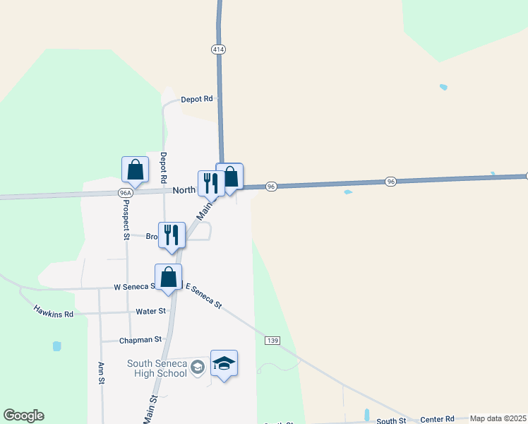 map of restaurants, bars, coffee shops, grocery stores, and more near 2238 New York 96 in Ovid