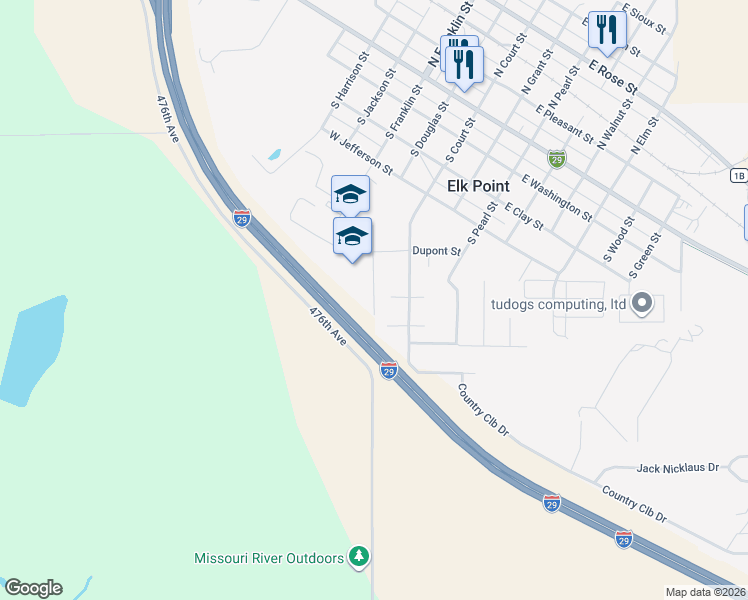 map of restaurants, bars, coffee shops, grocery stores, and more near 708 South Douglas Road in Elk Point