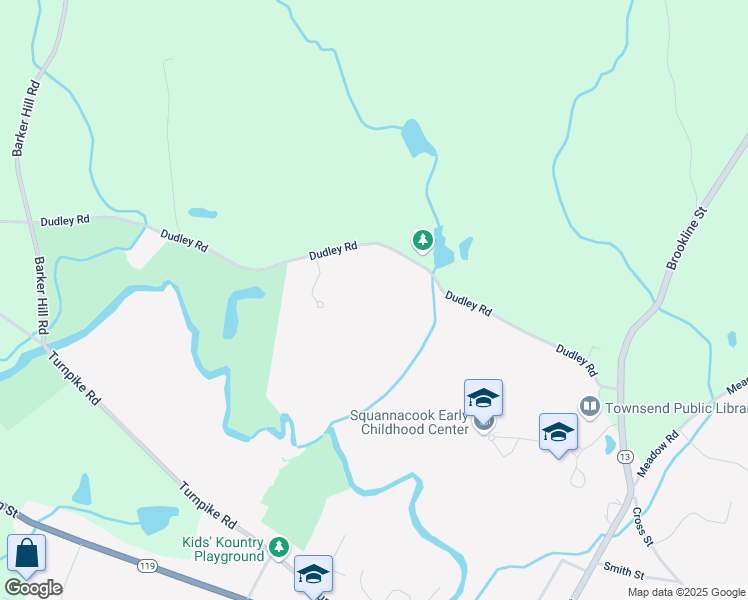 map of restaurants, bars, coffee shops, grocery stores, and more near 8 Peter J Drive in Townsend