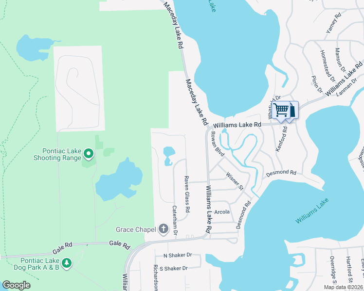 map of restaurants, bars, coffee shops, grocery stores, and more near 2917 Raven Glass Road in Waterford Township
