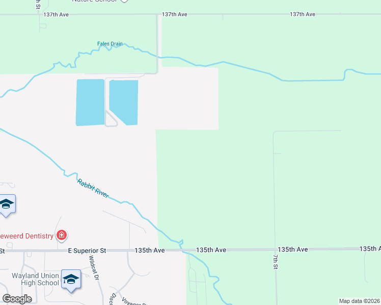map of restaurants, bars, coffee shops, grocery stores, and more near 8th Street in Wayland