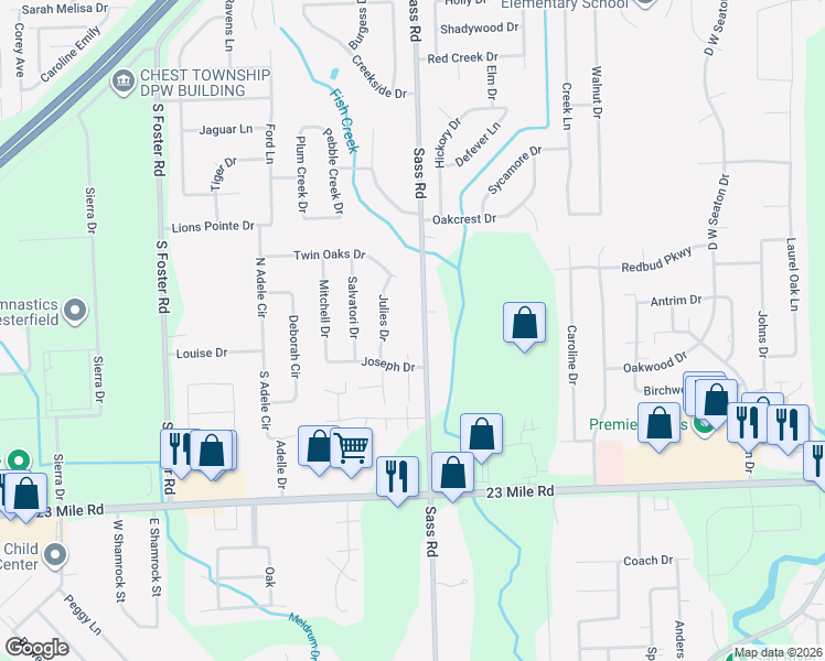 map of restaurants, bars, coffee shops, grocery stores, and more near 51585 Sass Road in New Baltimore