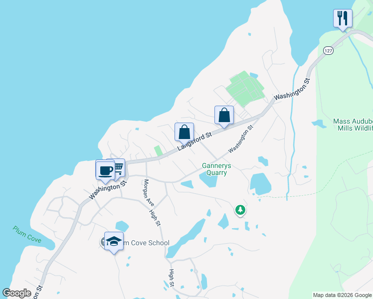 map of restaurants, bars, coffee shops, grocery stores, and more near 5 Bayfield Road in Gloucester