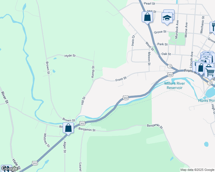 map of restaurants, bars, coffee shops, grocery stores, and more near 414 Front Street in Winchendon