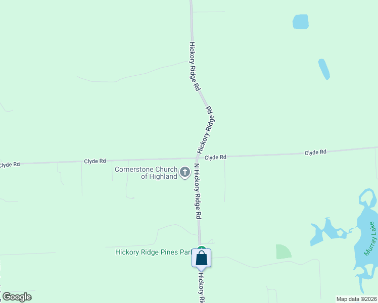 map of restaurants, bars, coffee shops, grocery stores, and more near 5025 North Hickory Ridge Road in Highland Charter Township
