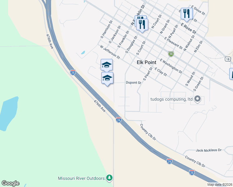 map of restaurants, bars, coffee shops, grocery stores, and more near 708-808 South Douglas Road in Elk Point