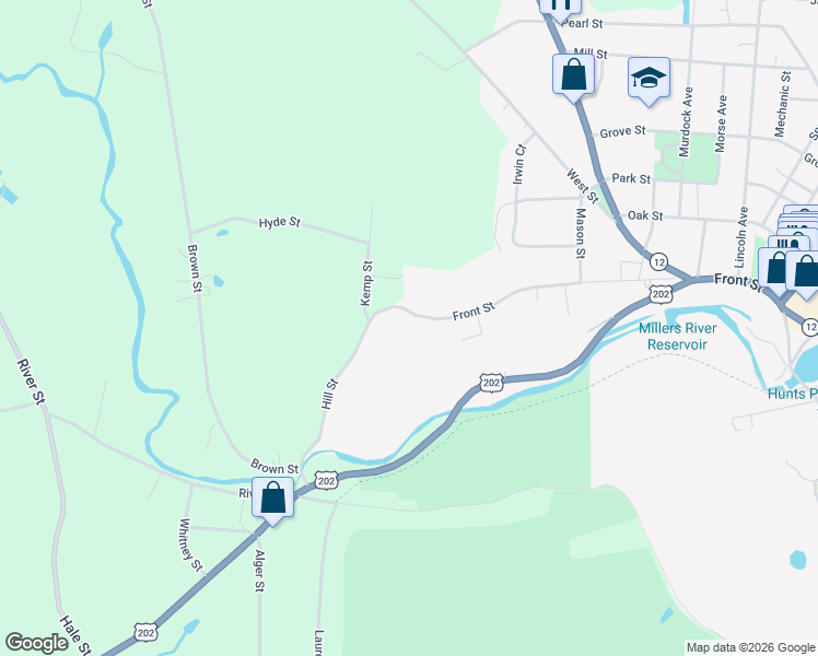 map of restaurants, bars, coffee shops, grocery stores, and more near 425 Front Street in Winchendon