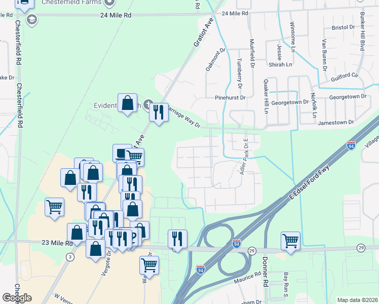 map of restaurants, bars, coffee shops, grocery stores, and more near 51697 Hale Lane in New Baltimore