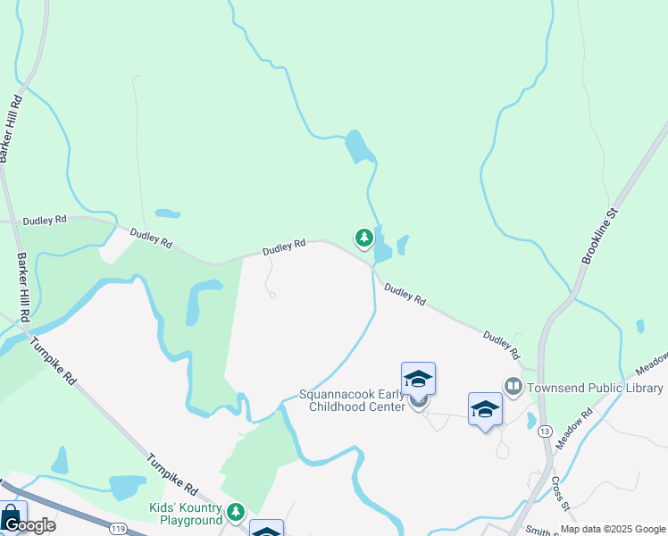 map of restaurants, bars, coffee shops, grocery stores, and more near 64 Dudley Road in Townsend