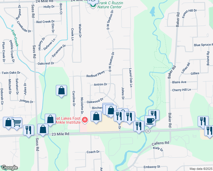 map of restaurants, bars, coffee shops, grocery stores, and more near 51709 D W Seaton Drive in New Baltimore