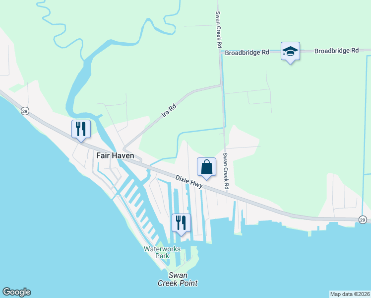 map of restaurants, bars, coffee shops, grocery stores, and more near 7421 Harmony Drive in St. Clair County