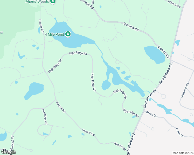 map of restaurants, bars, coffee shops, grocery stores, and more near 64 High Ridge Road in Boxford