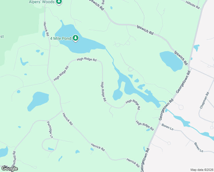 map of restaurants, bars, coffee shops, grocery stores, and more near 64 High Ridge Road in Boxford