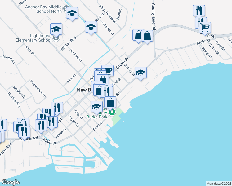 map of restaurants, bars, coffee shops, grocery stores, and more near 36531 Main Street in New Baltimore