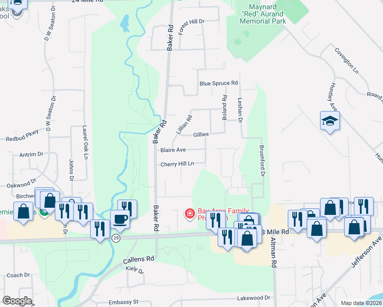 map of restaurants, bars, coffee shops, grocery stores, and more near 34324 Blaire Avenue in New Baltimore