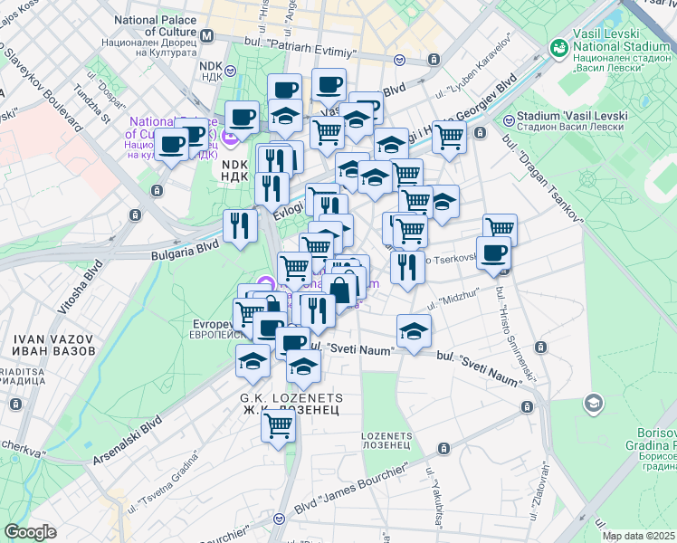 map of restaurants, bars, coffee shops, grocery stores, and more near 5 ulitsa "Lipa" in Sofia