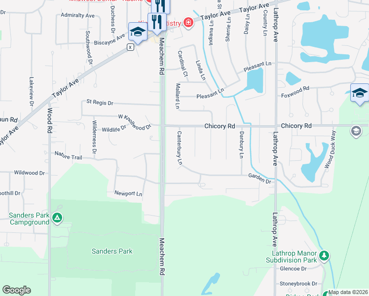 map of restaurants, bars, coffee shops, grocery stores, and more near 4309 Canterbury Lane in Mount Pleasant