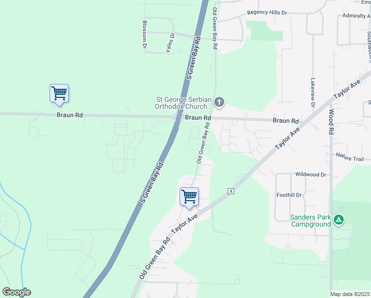 map of restaurants, bars, coffee shops, grocery stores, and more near 4216 South Green Bay Road in Mount Pleasant