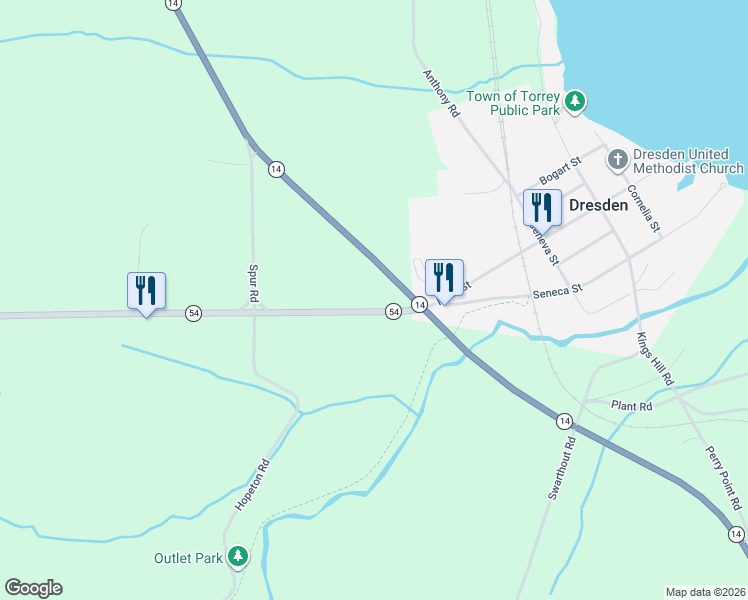 map of restaurants, bars, coffee shops, grocery stores, and more near 852A New York 54 in Penn Yan