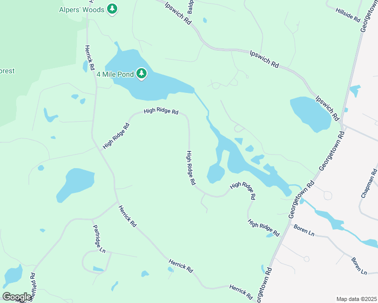 map of restaurants, bars, coffee shops, grocery stores, and more near 74 High Ridge Road in Boxford